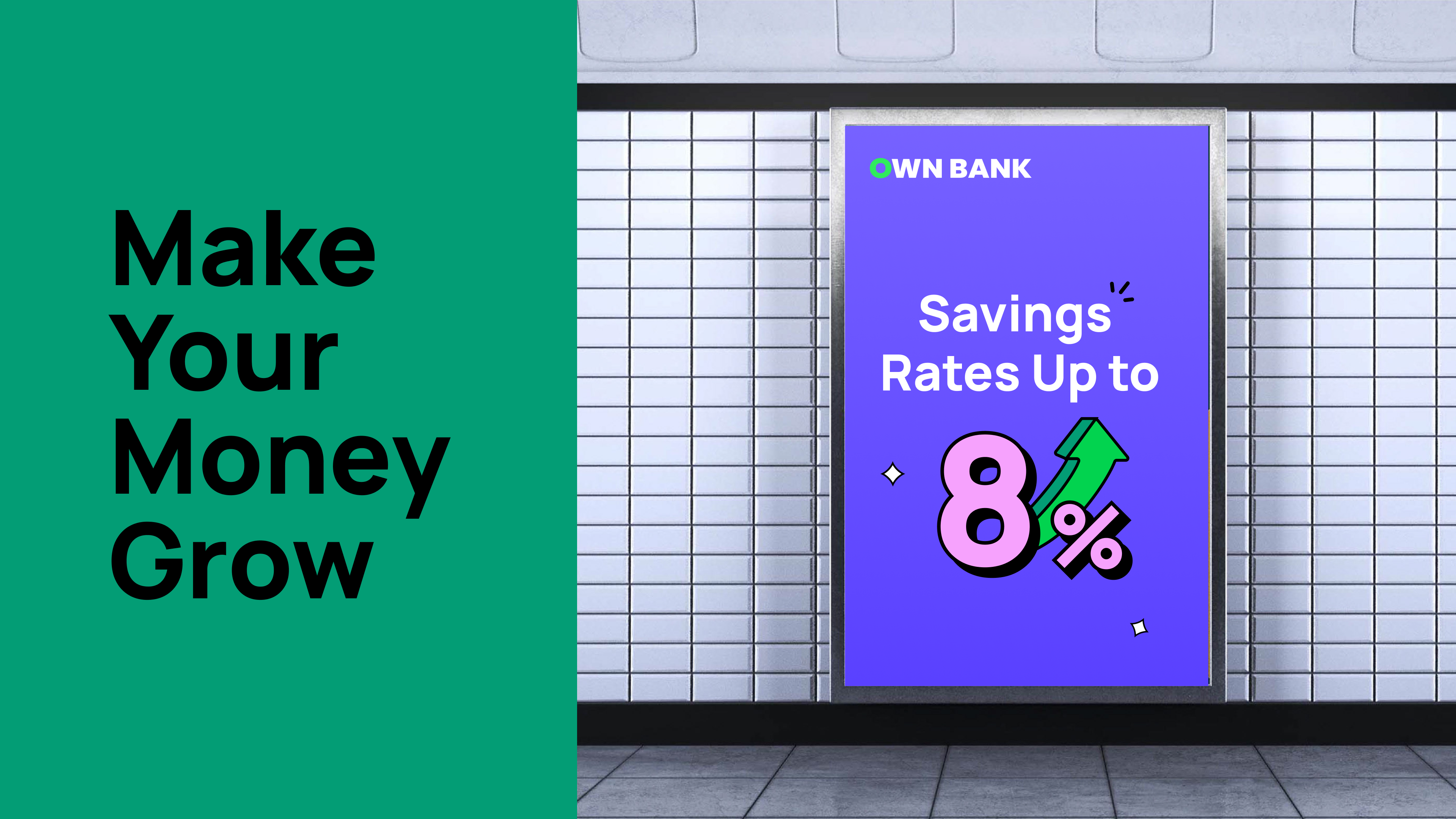 Make Your Money Grow — out-of-home poster mockup for a savings rate campaign